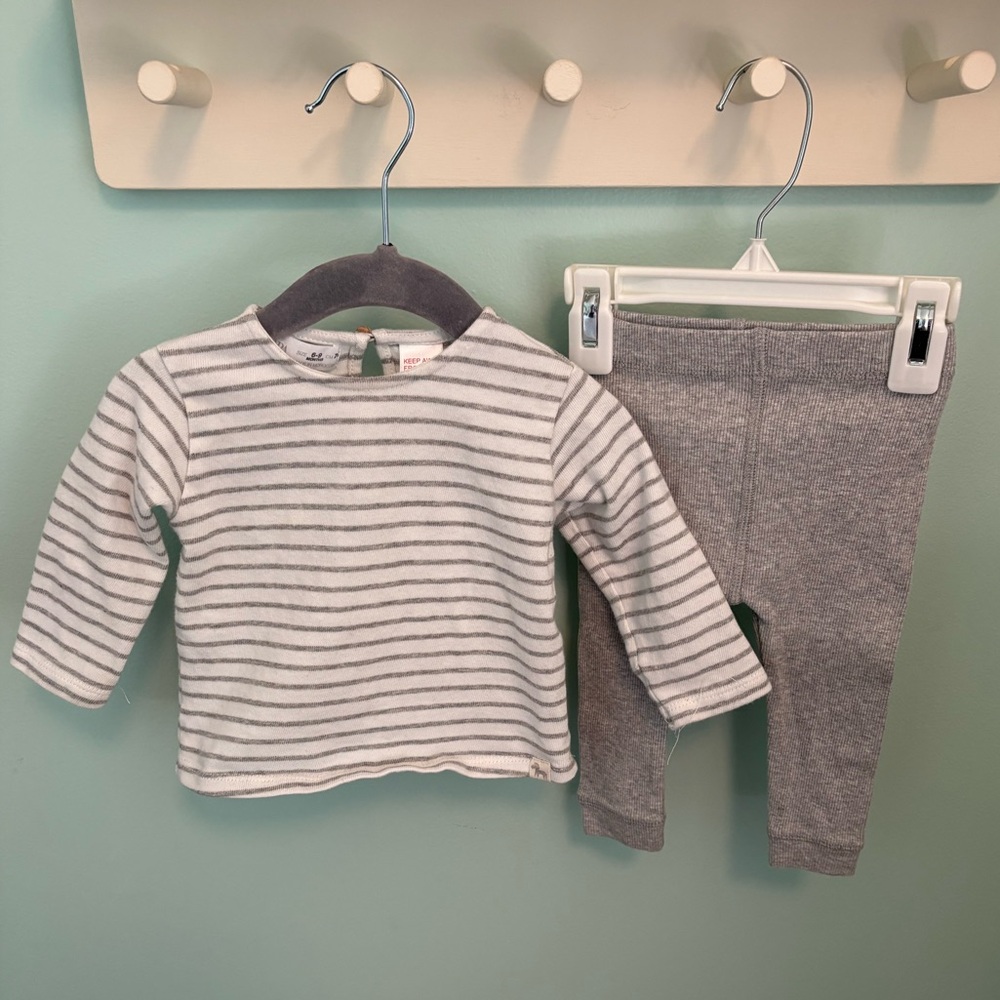 Zara Striped Gray and White Set
